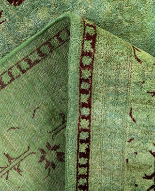 Overdyed Hand-Knotted Wool Modern-Contemporary Green Area Rug 4' 9" x 7' 8"