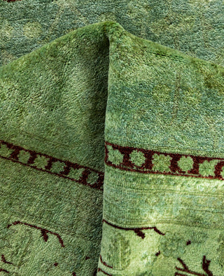 Overdyed Hand-Knotted Wool Modern-Contemporary Green Area Rug 4' 9" x 7' 8"