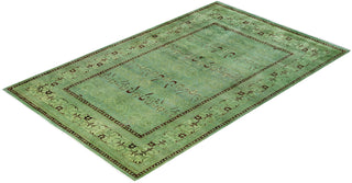 Overdyed Hand-Knotted Wool Modern-Contemporary Green Area Rug 4' 9" x 7' 8"