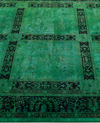 Overdyed Hand-Knotted Wool Modern-Contemporary Green Area Rug 4' 8" x 6' 10"