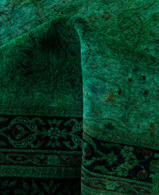 Overdyed Hand-Knotted Wool Modern-Contemporary Green Area Rug 4' 8" x 6' 10"