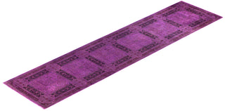 Overdyed Hand-Knotted Wool Modern-Contemporary Purple Runner 3' 0" x 12' 10"