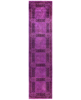 Overdyed Hand-Knotted Wool Modern-Contemporary Purple Runner 3' 0" x 12' 10"