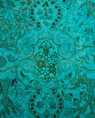 Contemporary Hand Knotted Overdyed Blue Runner 3' 1" x 13' 0"