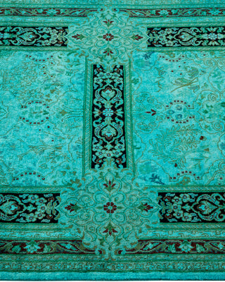 Contemporary Hand Knotted Overdyed Blue Runner 3' 1" x 13' 0"