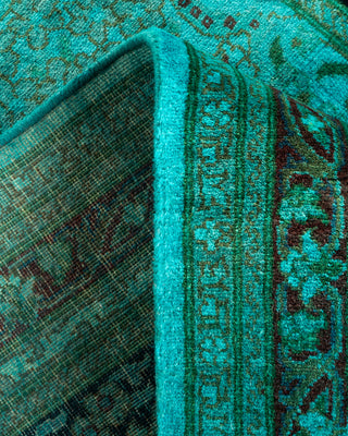 Contemporary Hand Knotted Overdyed Blue Runner 3' 1" x 13' 0"