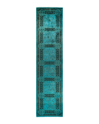 Contemporary Fine Vibrance Green Wool Area Rug 3' 1" x 13' 0"