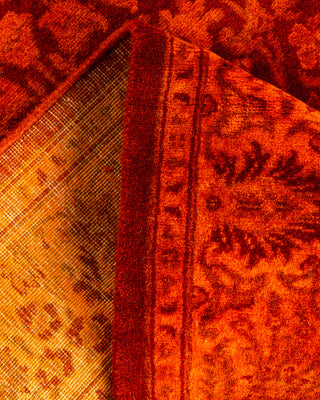 Modern Overdyed Hand Knotted Wool Orange Runner 2' 7" x 8' 5"