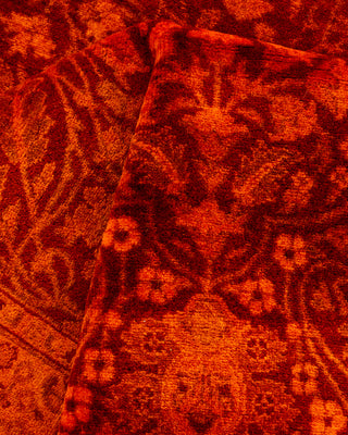 Modern Overdyed Hand Knotted Wool Orange Runner 2' 7" x 8' 5"