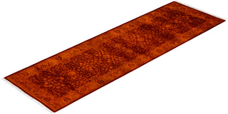 Modern Overdyed Hand Knotted Wool Orange Runner 2' 7" x 8' 5"