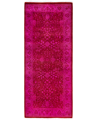 Overdyed Hand-Knotted Wool Modern-Contemporary Pink Runner 2' 6" x 6' 2"