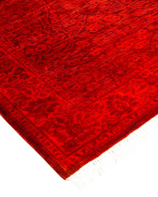 Modern Overdyed Hand Knotted Wool Red Runner 2' 7" x 8' 4"