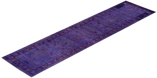Modern Overdyed Hand Knotted Wool Purple Runner 2' 5" x 10' 2"