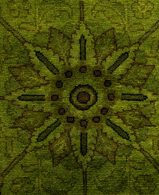 Contemporary Overdyed Wool Hand Knotted Green Round Area Rug 9' 1" x 9' 1"
