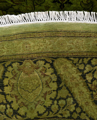 Contemporary Overdyed Wool Hand Knotted Green Round Area Rug 9' 1" x 9' 1"