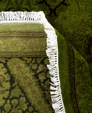 Contemporary Overdyed Wool Hand Knotted Green Round Area Rug 9' 1" x 9' 1"