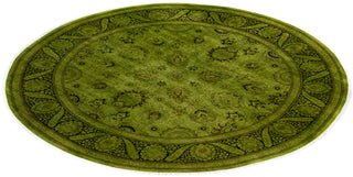 Contemporary Overdyed Wool Hand Knotted Green Round Area Rug 9' 1" x 9' 1"