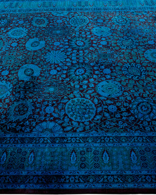 Modern Overdyed Hand Knotted Wool Blue Area Rug 6' 3" x 13' 9"