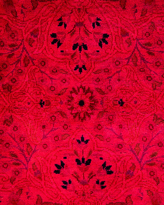 Contemporary Hand-Knotted Overdyed Pink Square Area Rug 6' 1" x 6' 2"