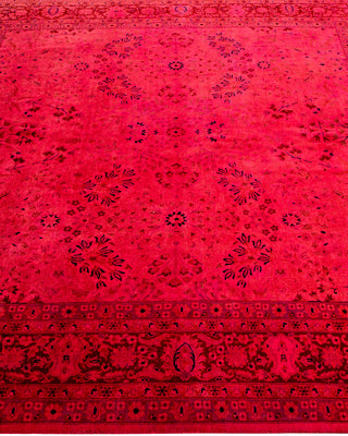 Contemporary Hand-Knotted Overdyed Pink Square Area Rug 6' 1" x 6' 2"