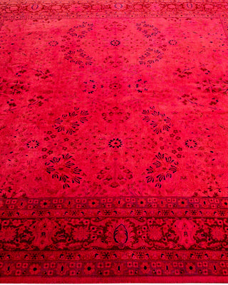 Modern Overdyed Hand Knotted Wool Pink Square Area Rug 6' 1" x 6' 2"