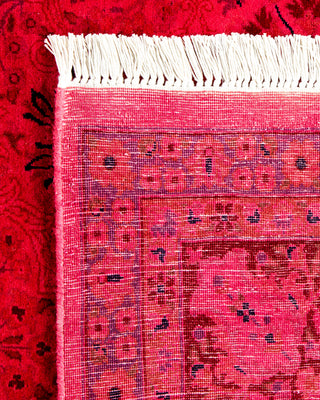 Contemporary Hand-Knotted Overdyed Pink Square Area Rug 6' 1" x 6' 2"