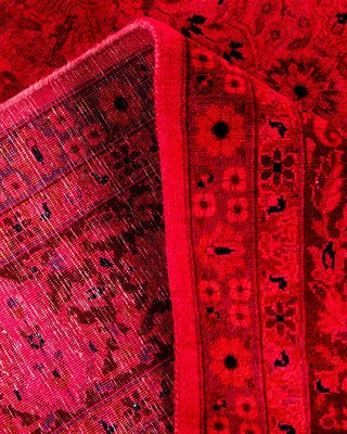 Contemporary Hand-Knotted Overdyed Pink Square Area Rug 6' 1" x 6' 2"