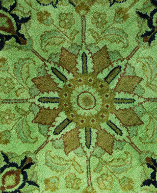 Contemporary Overdyed Wool Hand Knotted Green Round Area Rug 9' 1" x 9' 1"