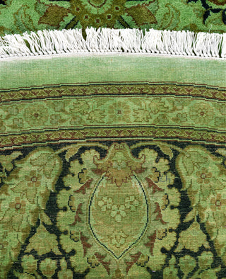 Contemporary Overdyed Wool Hand Knotted Green Round Area Rug 9' 1" x 9' 1"