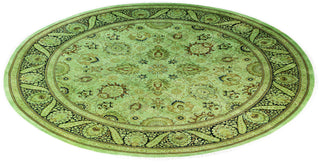 Contemporary Overdyed Wool Hand Knotted Green Round Area Rug 9' 1" x 9' 1"