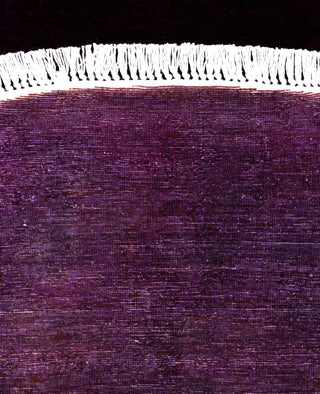 Contemporary Overdyed Wool Hand Knotted Purple Round Area Rug 6' 1" x 6' 1"