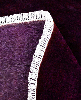 Contemporary Overdyed Wool Hand Knotted Purple Round Area Rug 6' 1" x 6' 1"