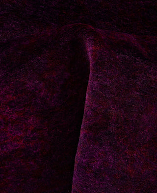 Contemporary Overdyed Wool Hand Knotted Purple Round Area Rug 6' 1" x 6' 1"