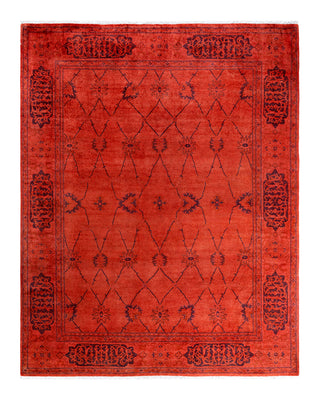 Contemporary Overyed Wool Hand Knotted Pink Area Rug 8' 1" x 10' 2"