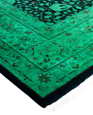 Overdyed Hand-Knotted Wool Modern-Contemporary Green Area Rug 9' 2" x 11' 10"
