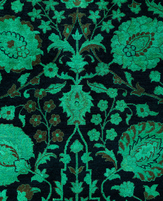 Overdyed Hand-Knotted Wool Modern-Contemporary Green Area Rug 9' 2" x 11' 10"