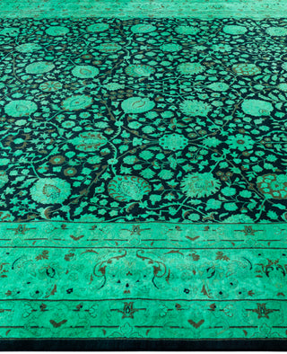 Overdyed Hand-Knotted Wool Modern-Contemporary Green Area Rug 9' 2" x 11' 10"