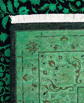 Overdyed Hand-Knotted Wool Modern-Contemporary Green Area Rug 9' 2" x 11' 10"