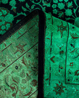 Overdyed Hand-Knotted Wool Modern-Contemporary Green Area Rug 9' 2" x 11' 10"