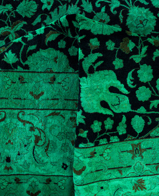 Overdyed Hand-Knotted Wool Modern-Contemporary Green Area Rug 9' 2" x 11' 10"