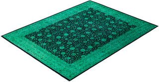 Overdyed Hand-Knotted Wool Modern-Contemporary Green Area Rug 9' 2" x 11' 10"