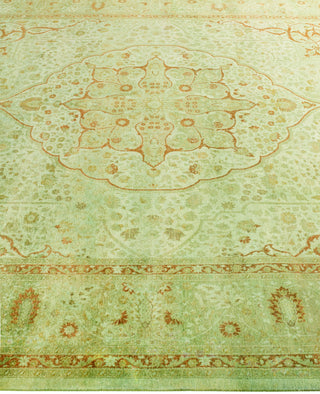 Overdyed Hand-Knotted Wool Modern-Contemporary Green Area Rug 8' 2" x 10' 5"