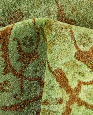 Overdyed Hand-Knotted Wool Modern-Contemporary Green Area Rug 8' 2" x 10' 5"