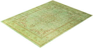 Overdyed Hand-Knotted Wool Modern-Contemporary Green Area Rug 8' 2" x 10' 5"