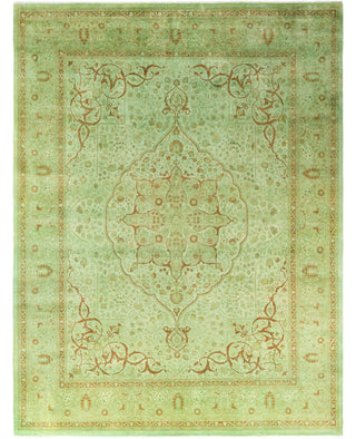 Overdyed Hand-Knotted Wool Modern-Contemporary Green Area Rug 8' 2" x 10' 5"