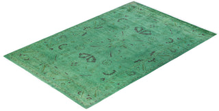 Fine Vibrance, One-of-a-Kind Hand-Knotted Area Rug  - Green, 4' 2" x 6' 5"