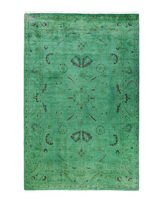 Fine Vibrance, One-of-a-Kind Hand-Knotted Area Rug  - Green, 4' 2" x 6' 5"