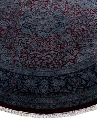 Contemporary Overdyed Wool Hand Knotted Red Round Area Rug 8' 1" x 8' 1"