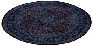 Contemporary Overdyed Wool Hand Knotted Red Round Area Rug 8' 1" x 8' 1"