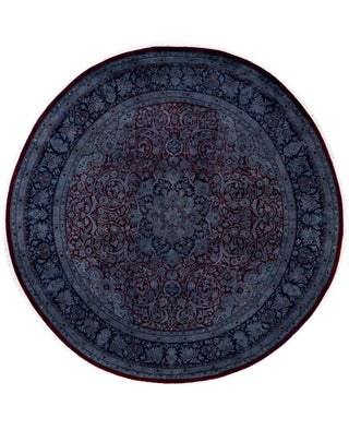 Contemporary Overdyed Wool Hand Knotted Red Round Area Rug 8' 1" x 8' 1"